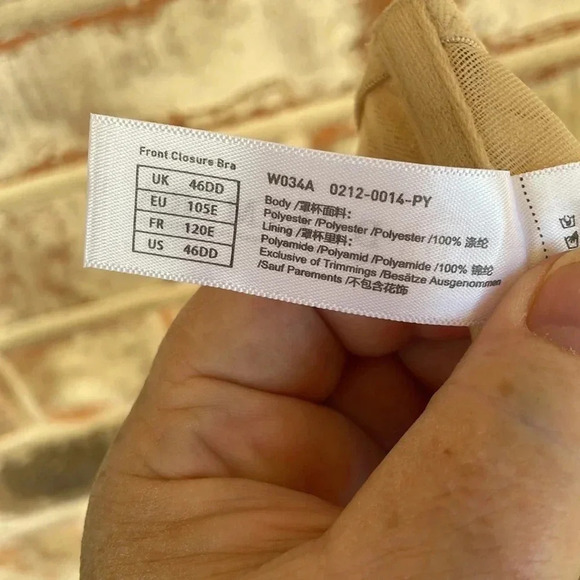 Delimara Tan Sheer Lace Underwire Front Hook plus Size Bra - Picture 7 of 8